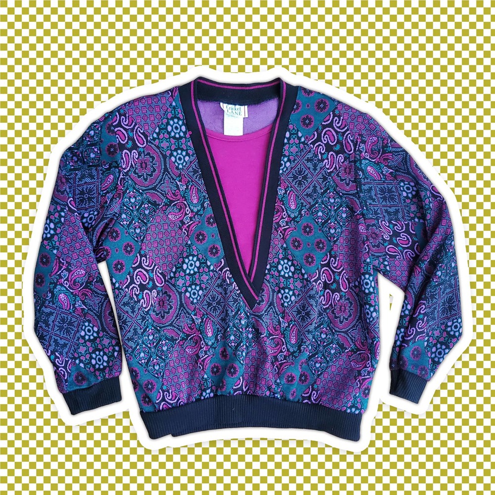 VTG 80s Paisley Pattern Sweater Blouse Sz Large by Cricket Lane